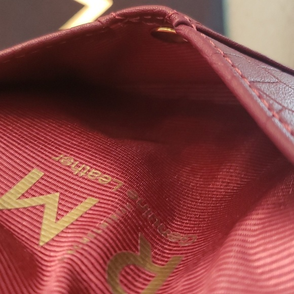 NWOT Rachel Miriam Leather Card Case Lined Bordeaux Incl Protective Bag - Picture 3 of 9